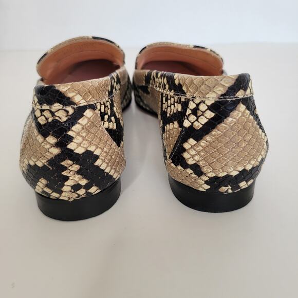 J. Crew Cecile Smoking Slippers Python Print Flat Heel Tan Women 6.5M - Picture 4 of 8